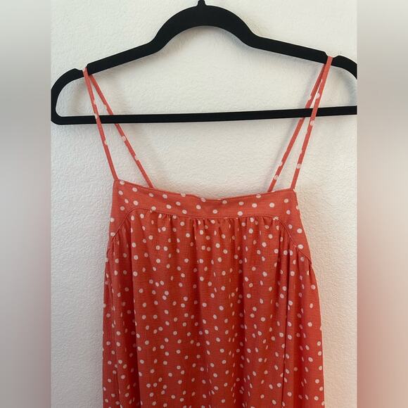Lefties Size L Coral Polka Dot Maxi Dress - Picture 5 of 6